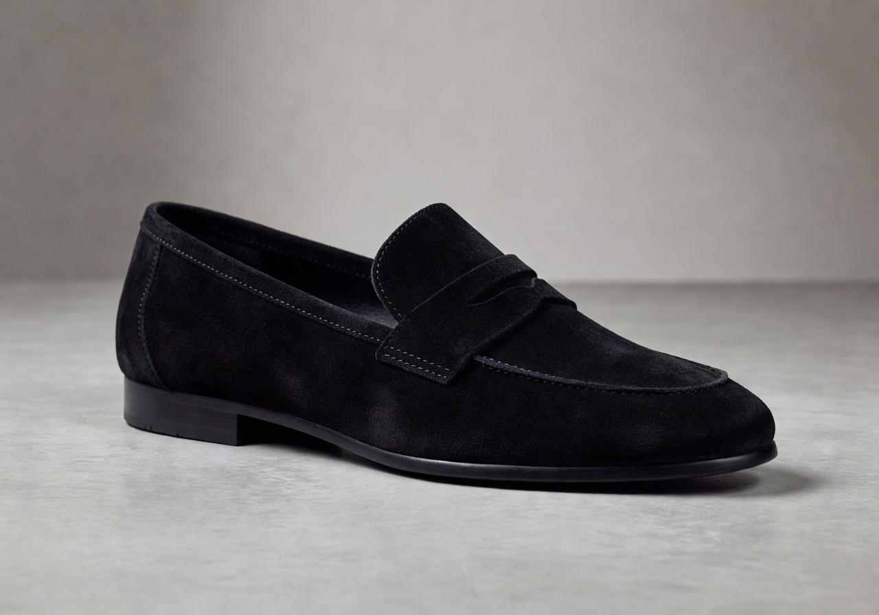 Black suede loafer for women elegant design