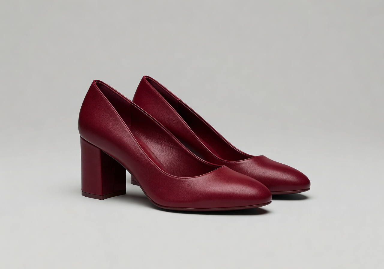 The Cesis burgundy block heel shoe for women