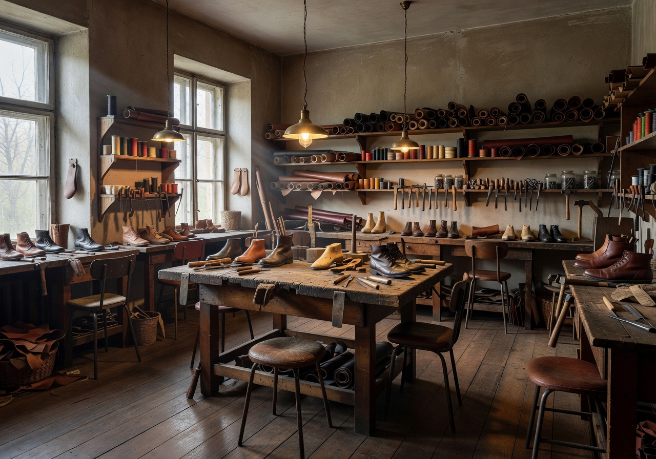 Anglegamearc shoe atelier and workshop in Riga Latvia